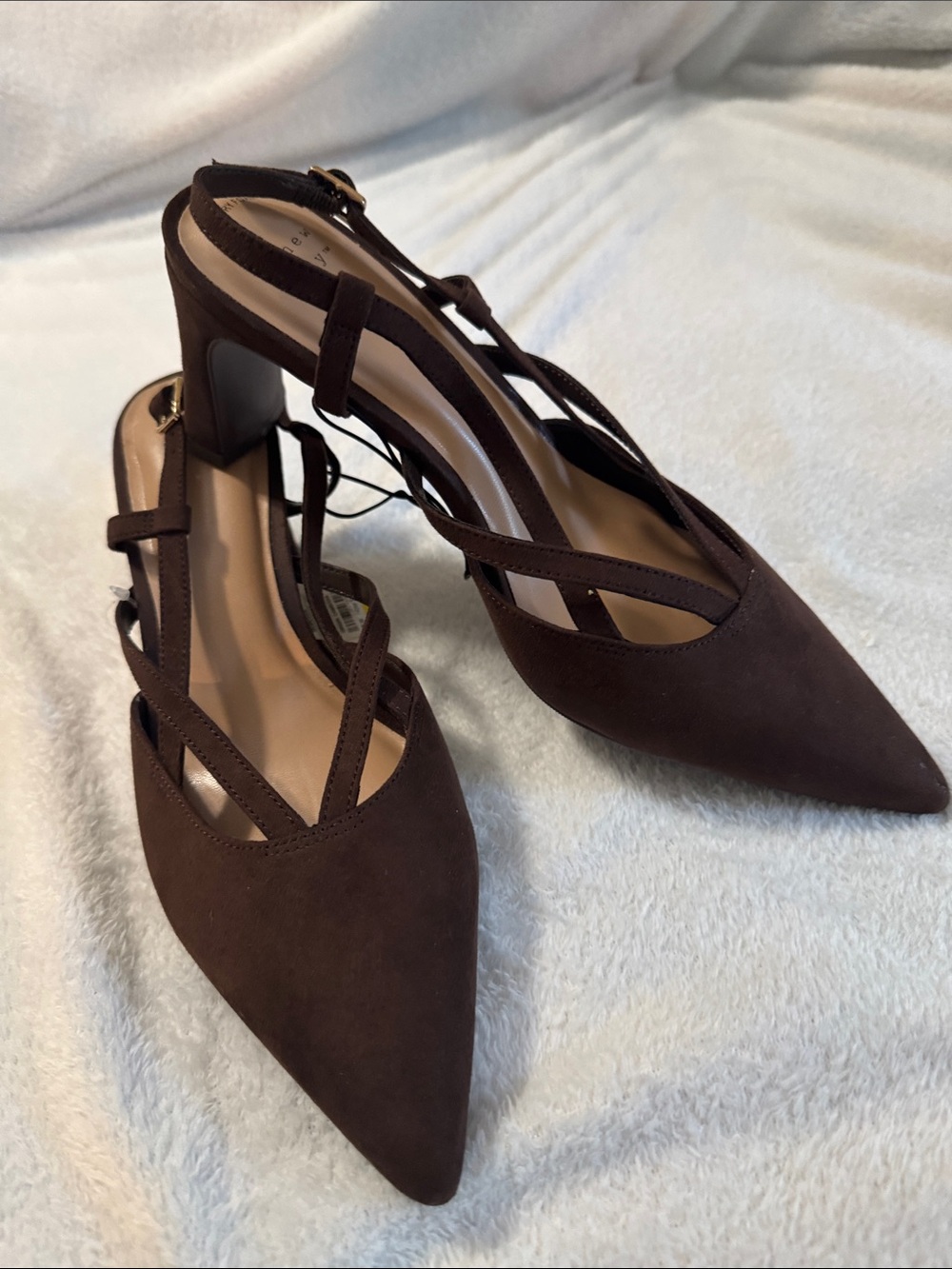 Women’s Pointed Toe Strappy Pumps in Brown